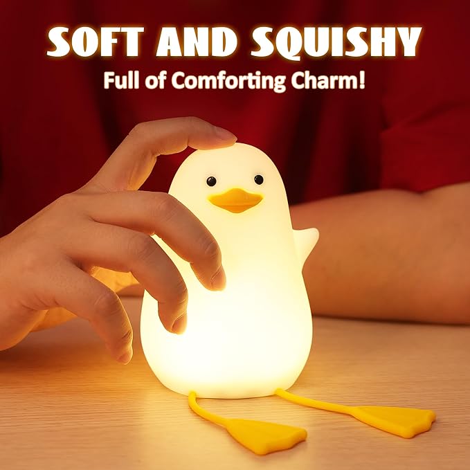 Duck Night Light, Silicone Duck Lamp, Cute Bedside Duck Goose Funny Nightlight with Dimmer and Timer for Room Decor, Duck Gifts for Girls,Boys, Women, Little Ones- Duck