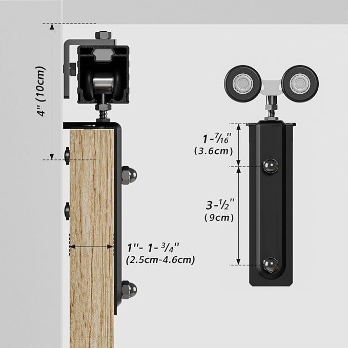 12FT/144'' Box Rail Exterior Sliding Barn Door Hardware Kit for Double Door Aluminium Alloy Wall Mount, Heavy Duty, NO Door Panel
