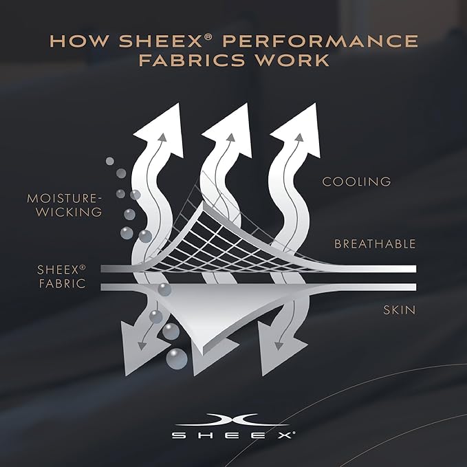 SHEEX - Original Performance Sheets Set (Twin/Twin XL) Black - Cooling Sheets - Moisture Wicking - 1 Flat Cooling Sheet, 1 Fitted Cooling Sheet, 1 Pillow Cover - Wrinkle Free - Sleep Aid