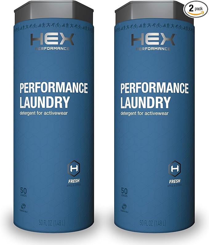 HEX Performance Laundry Detergent, Fresh & Clean, 100 Loads (Pack of 2) - Designed for Activewear, Eco-Friendly, Concentrated Formula