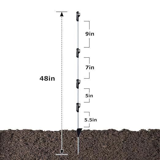 50 Pack Fixed Insulator Fiberglass Posts, 48 Inch Fiberglass Electric Fence Posts, Easy Step-in Posts for Livestock Fencing, Garden Fencing and Boundary Marking