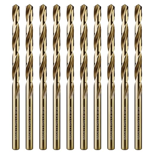 3/16" Cobalt Drill Bits 10Pcs - BAIDETS M35 3/16 Inch HSS Metal Twist Drill Bits Set for Hard Metal, Stainless Steel, Cast Iron and Other Hard Materials