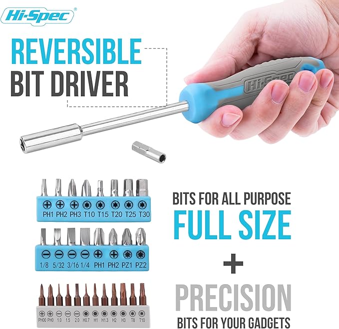 Hi-Spec 38pc Blue Household DIY Tool Set. Home, Office and College Dorm Small Toolkit Box of Starter Basic Tools