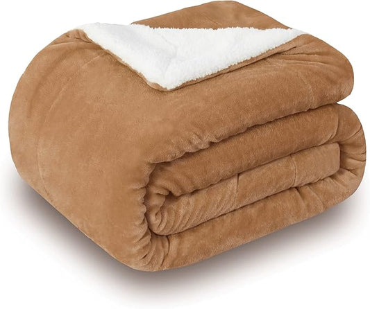 SOCHOW Sherpa Fleece Throw Blanket, Double-Sided Super Soft Luxurious Plush Blanket Throw Size, Camel, 50x60 inches