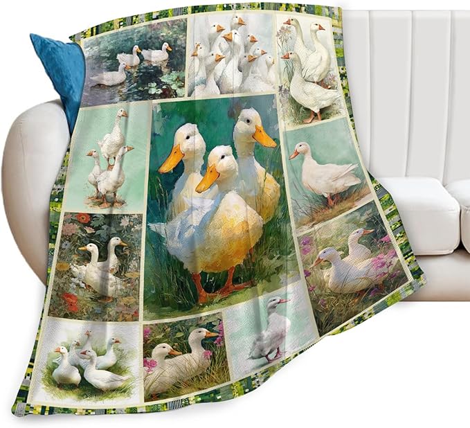 Dynova Duck Blanket Cozy Plush Funny Ducks Throw Blankets Fuzzy Flannel Fleece Animal Decor Gifts for Girls Boys Women Men 60"X50"