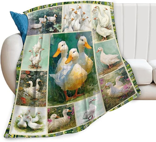 Dynova Duck Blanket Cozy Plush Funny Ducks Throw Blankets Fuzzy Flannel Fleece Animal Decor Gifts for Girls Boys Women Men 50"X40"