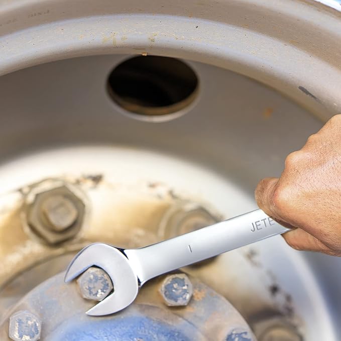 Jetech 1 inch Ratcheting Combination Wrench, Industrial Grade Gear Spanner with 12-Point Design, 72-Tooth Ratchet, Forged and Heat-Treated Cr-V Steel, SAE