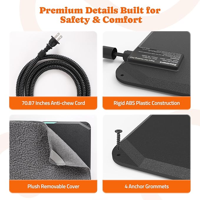 Heated Chicken Pad for Brooders, Small Animal Pet Heating Pad, Warming Chick Nesting Pad with Chew Resistant Cord, Automatic Temperature, Waterproof Chicken Coop Heater Pad, 12 x 17 in, Black, 35W