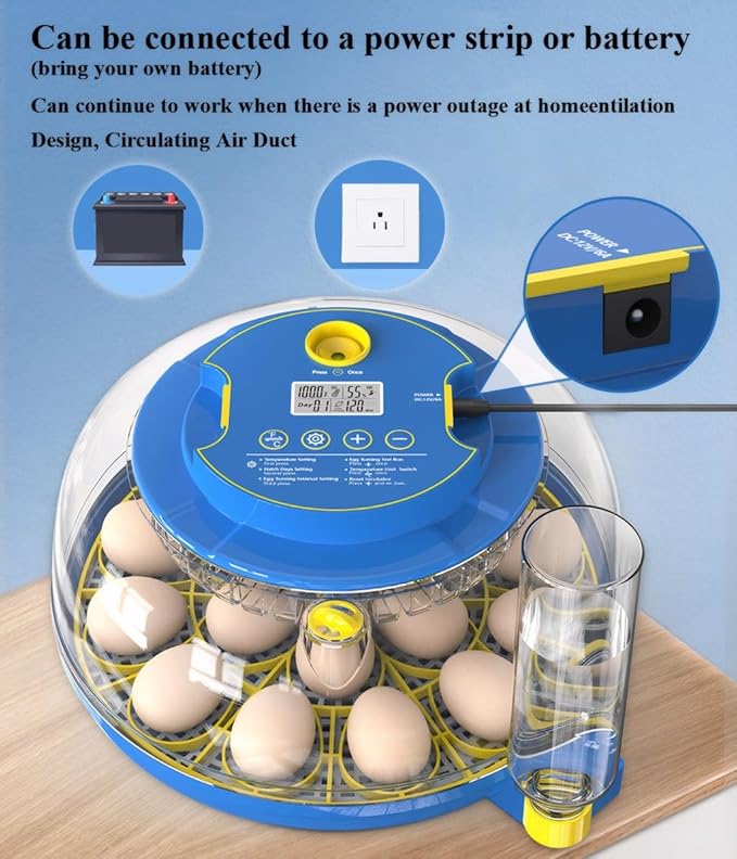 Incubators for Hatching Eggs,18 Egg Incubator with Egg Candler,Automatic Egg Turner,Automatic Temperature and Humidity Control,Record Hatching Day,for Chickens, Duck, Goose, Quail Eggs