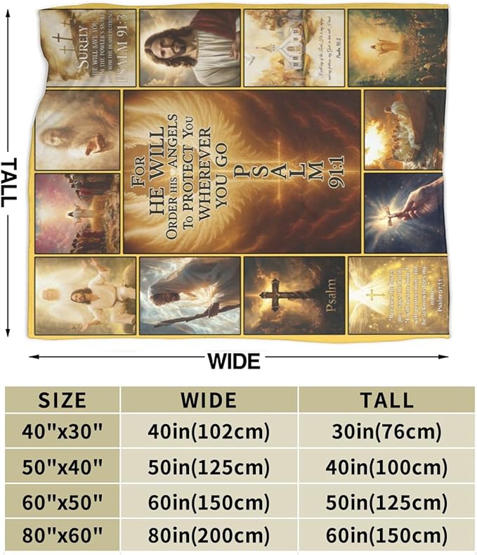 Christian Jesus Throw Blanket Christ Religious Flannel Blankets Bible Verse Fuzzy Plush Super Soft Cozy Warm Decor Gifts for Boys Girls Kids Adults Men Women 60" x 80"