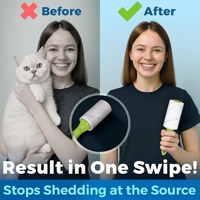 PetLovers Extra Sticky Lint Roller Mega Value Set 450 Sheets for Pet Hair Removal and Clothes, Dog and Cat Lint Remover 5 Pack Green