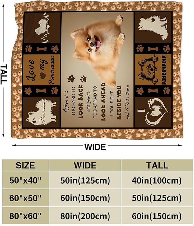 Pomeranian Blanket, Pomeranian Dog Throw Blanket, Puppy Dog Gifts Blankets Stuff Fleece Flannel Plush for Girls Women Lovers Adults Soft Bedding Gift for Sofa Bed Office Home Decor 60"x50"