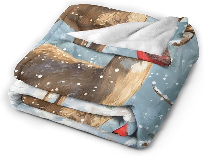 Deer Blanket, Soft Plush Fleece Cabin Animal Throw Blanket - Cozy Warm Stuffed Blankets Bedding Deer Gifts for Women Girls Kids Adults 50"X60"