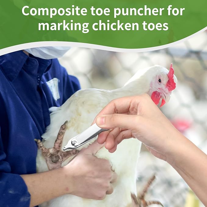 Lasnten 3 Pack Chick Toe Punch Cutter Machine, Silver Metal Toe Clipper for Chicks Precise & Quick Debeaking Tool for Poultry, Chicks, Baby Chickens