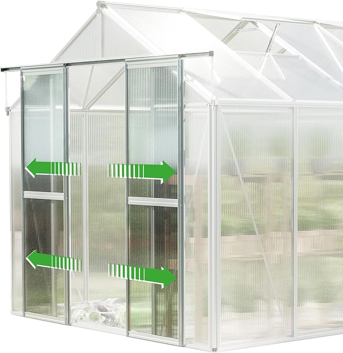 Greenhouse Saphir 5 Aluminum Frame 8.5 x 10.6 ft with Approx. 6 mm Polycarbonate Panels