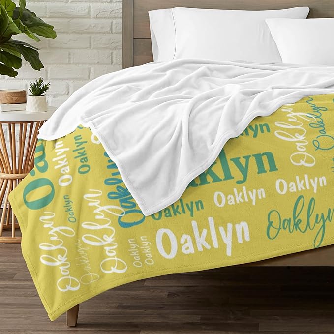 Custom Blanket with Name Personalized Blankets for Kids Adult Boys Girls Flannel Monogrammed Customized Blankets Throw (40''x50'')