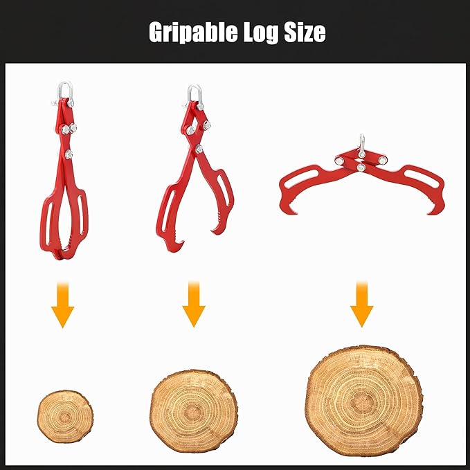 Garvee 18 in Log Lifting Tongs, Log Grabber, Skidding Log Lifting Tongs Timber, Heavy Dut Solid Steel Swivel Dragging Steel Tongs Log Lifting Lumber Skidding Tongs Logging Grabber(2 Claw)