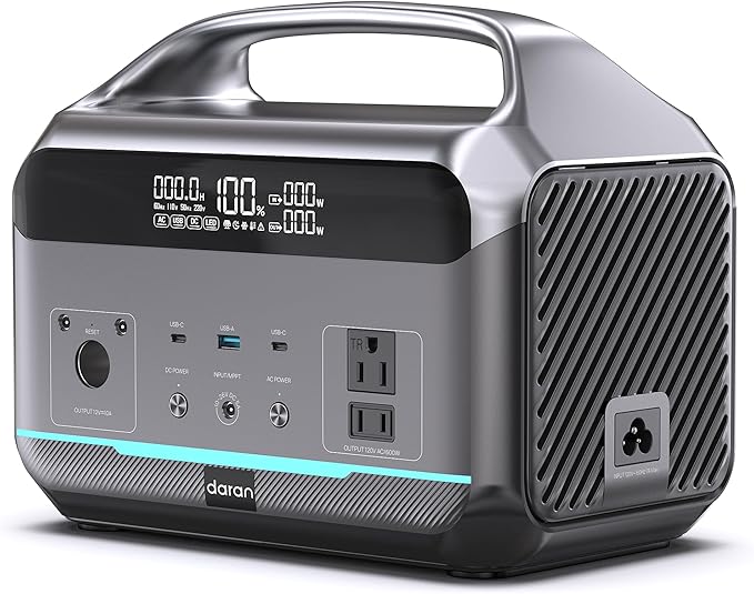 Portable Power Station 600W(1200W Surge), 288Wh(90,000mAh) Solar Generator LiFePO4 Battery with AC Outlets, 1.7H Fast Charging for Home & Emergency, Hurricane, CPAP (Solar Optional)