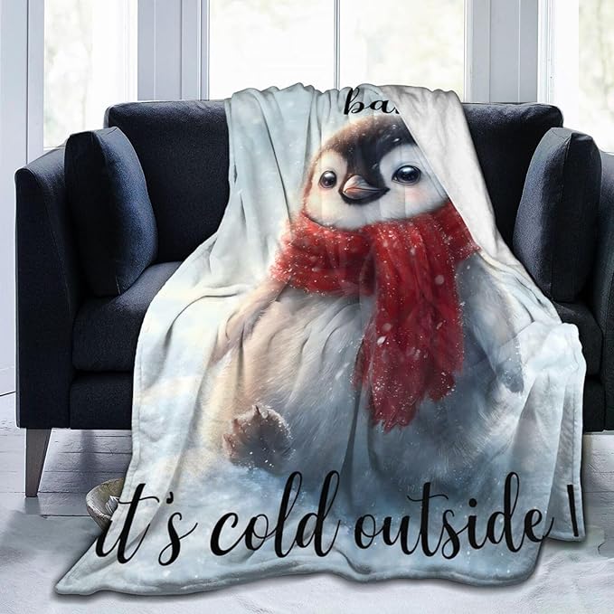 Penguin Blanket Gifts for Girls Boys Throw Cozy Plush Fleece Flannel Lightweight Fuzzy Party Blankets for Women Men 80"X60"