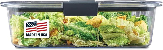 Rubbermaid Brilliance Large Food Storage Container, 9.6 Cup, BPA-Free, Leak-Proof, Clear