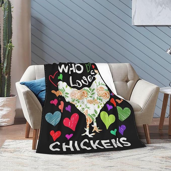 Chicken Cozy Soft Gifts for Lovers - Warm Plush Fluffy Throw Blanket - Lightweight Rooster Fleece Flannel - Kids & Adults - 80"x60"