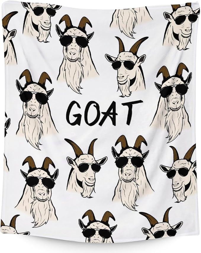 Goat Blanket for Girls - 60x80 Inches Twin Size - Soft Fuzzy Plush Throws Gift - White Funny Throw Blanket for Bed, Couch, Living Room