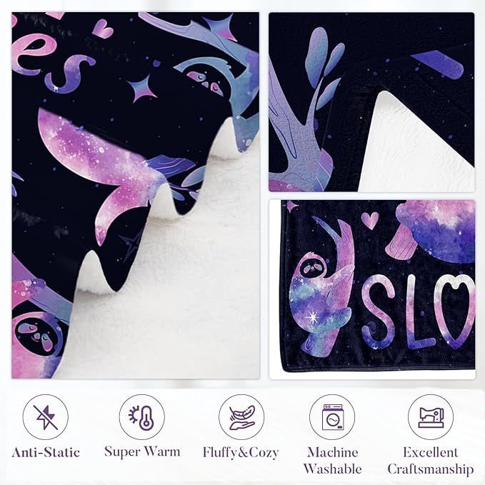 Blanket Gift for Sloth Lovers, Soft Sloth Blanket for Kids Boys, Baby, Sloths Gift for Women, Men, Girls, Warm Baby Blankets Gifts for Christmas Thanksgiving 50x60in