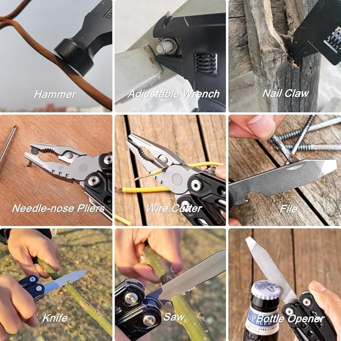 Wrench Multitool Hammer, Gifts for Men, Premium Multi Tool Hammer Pliers Knife with Screwdriver Wire Cutters Bottle Opener, Multi Purpose for Outdoor Camping Emergency, Christmas Day