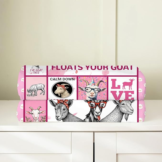 Goat Blanket, Pink Goats Throw Blanket, Sheep Gifts Blankets Stuff Fleece Flannel Plush for Girls Women Men Boys Lovers Adults Soft Bedding Gift for Sofa Bed Office Home Decor 40"X50"