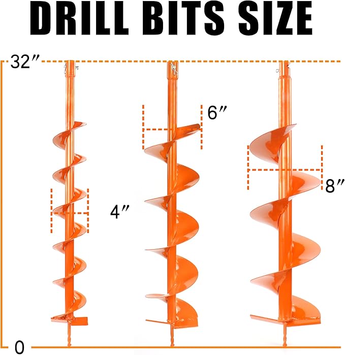 NEOTEC 52CC 2-Stroke Gas Powered Earth Auger Post Fence Hole Digger + 4" 6" 8" Auger Drill Bits, Petrol Drill Borer for Garden & Lawn, Digging