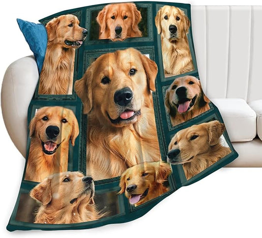 Tijuboni Golden Retriever Throw Blanket Dog Gifts for Girls Boys Women Men Kids Adults Soft Flannel Fleece Blanket for Couch Sofa Bed Home Decor 50"x60"