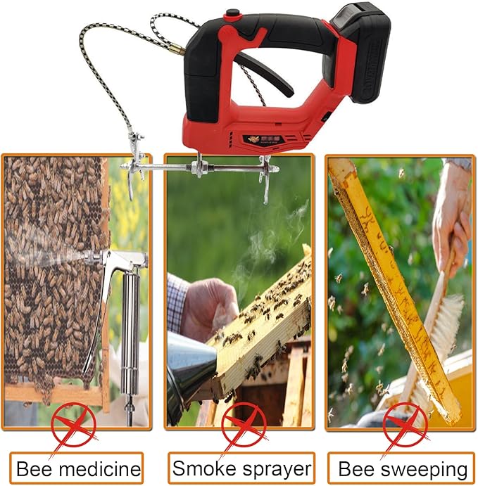 Electric Beehive Frame Shaker, 4 Speeds Cordless Bee Shaking Machine, Clamp Spleen Bee Remover Tool with 2000mAh Lith Batteries for Beekeepers Farm