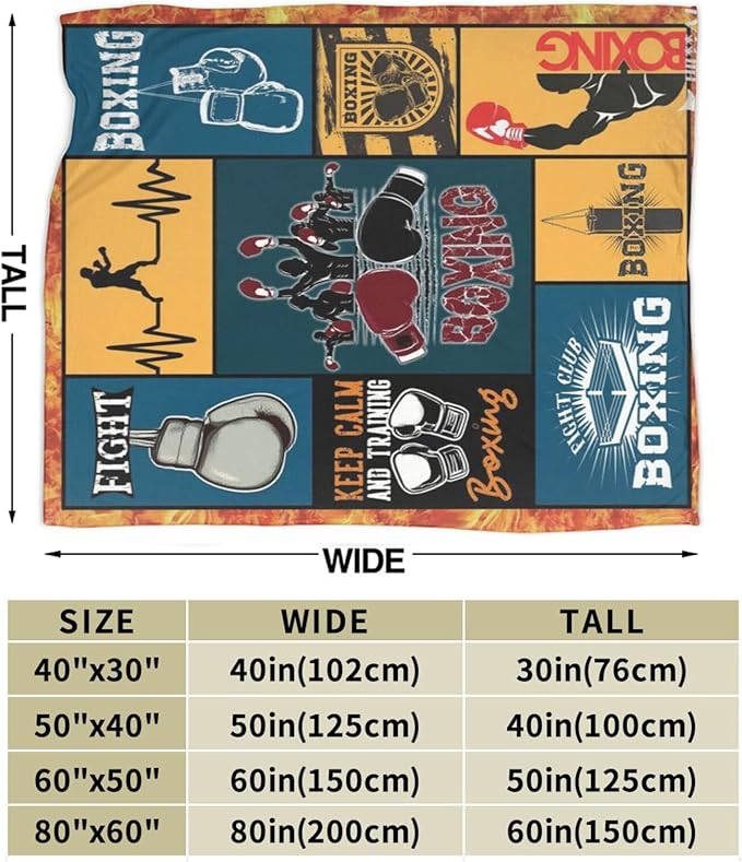 Boxing Blanket Super Soft Warm Boxing Sports Throw Blanket Gift for Men Women Boys Cozy Fluffy Plush Lightweight Flannel Gifts Fleece Blankets for Kids Adults 50"X40"