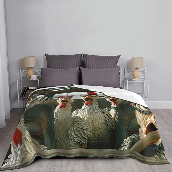 Funny Rooster Throw Blanket Chicken Decor Blanket Super Cozy Plush Lightweight Soft Plush Flannel Fleece Blanket Gifts for Rooster Lover Girls Boys Kids Women Men Teenager for Sofa Bed Couch 60"X50"