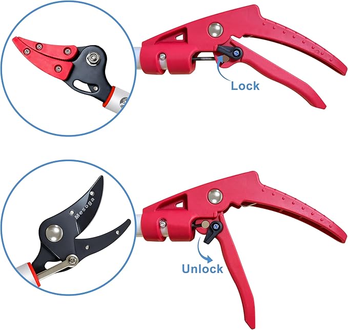 Tree Pruner, 3.3 FT Long Reach Pruner with SK5 Steel Blade, Aluminum Pole Tree Trimmer, Fruit Picking Tool