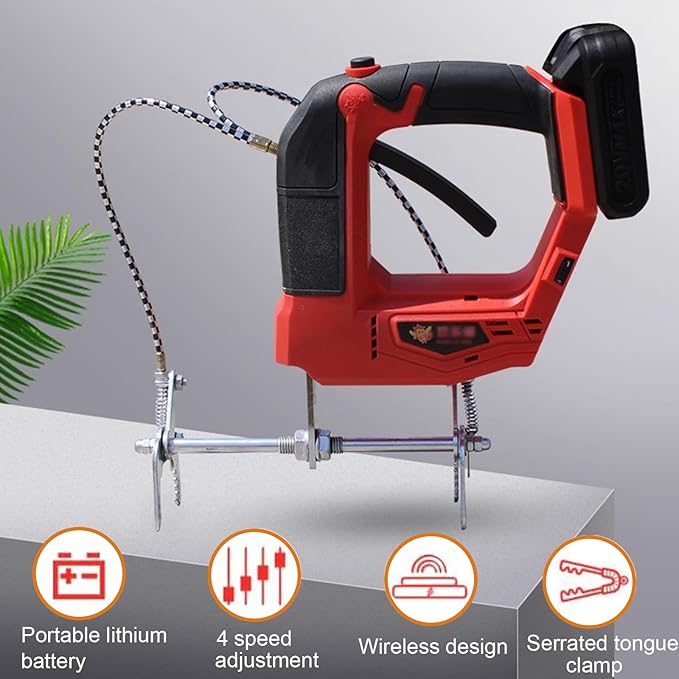 Electric Beehive Frame Shaker, 4 Speeds Cordless Bee Shaking Machine, Clamp Spleen Bee Remover Tool with 2000mAh Lith Batteries for Beekeepers Farm