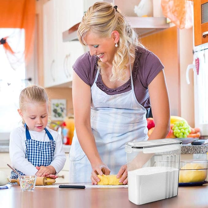 Wildone Cereal & Dry Food Storage Containers, Airtight Cereal Storage Containers Set of 8 [2.5L / 85.4oz] for Sugar, Flour, Snack, Baking Supplies, Leak-proof with Black Locking Lids