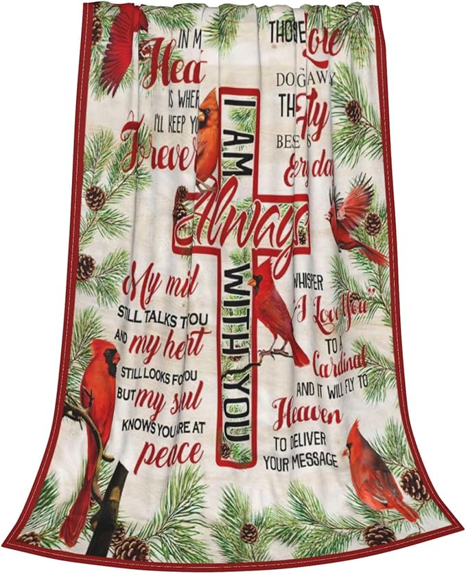 Cardinal Blanket Cardinals Throw Blanket Soft Fleece Flannel Bedding Red Bird for Women Girls Men Lovers Adults Stuff Plush for Couch Sofa Bed Room Decor 60"X80"