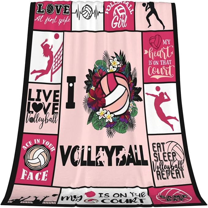 Volleyball Blanket Super Soft Warm Volleyball Fleece Throw Blanket for Girls Women Cozy Fluffy Volleyballs Lightweight Flannel Gifts Blankets for Kids Adults 80"X60"
