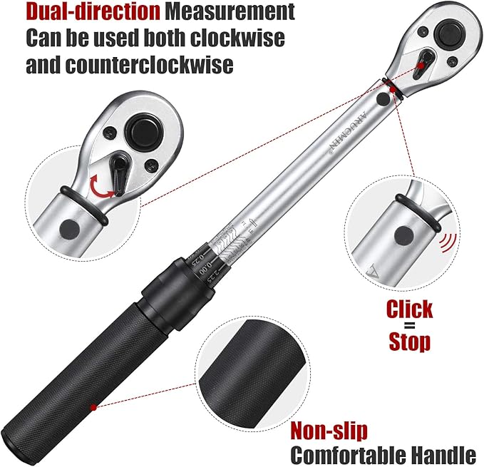 3/8-Inch Drive Click Torque Wrench Dual-Direction Adjustable Torque Wrench Set with Storage Case (10-45 ft.-lb./13.5-61 Nm)