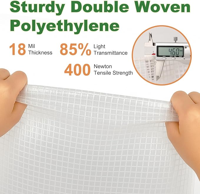 18 Mil Greenhouse Cover, 10x18 FT Clear Heavy Duty Greenhouse Tarp, UV Resistant Waterproof Green House Plastic Covering with Grommets for Garden, Farms, Nursery