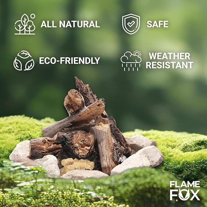 FlameFox Natural Fire Starters – 100 Pack Wood Wool Tumbleweeds | Eco-Friendly, Odorless, Long-Burning | Perfect for BBQ, Fireplace, Campfire & Grill