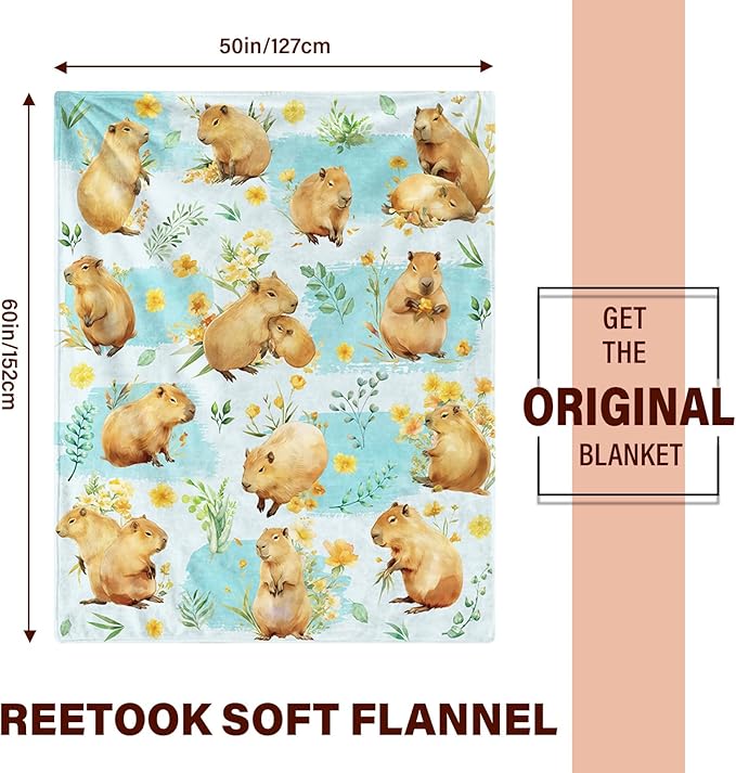 Capybara Blanket Gifts for Capybara Lovers, for Kids, Cozy Soft Capybara Gifts for Girls Boys, Capybaras Blanket Decor for Couch Sofa Bedroom,Gift for Chritsmas Thanksgiving 50x60