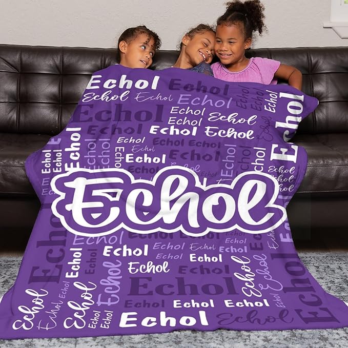 Custom Blanket with Name Personalized Blankets for Kids Adult Boys Girls Flannel Monogrammed Customized Blankets Throw (60''x80'')