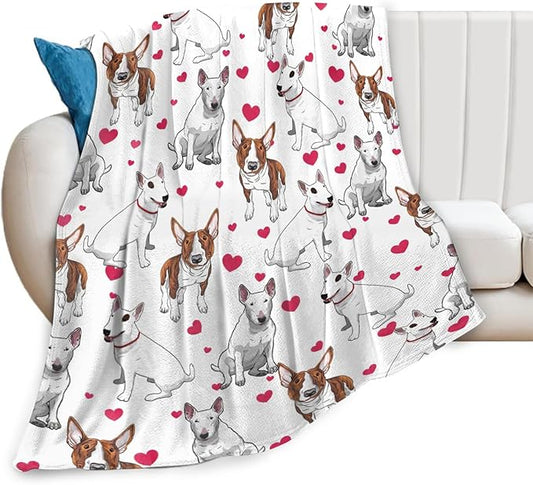 Tijuboni Bull Terrier Throw Blanket Dog Gifts for Girls Boys Women Men Kids Adults Soft Flannel Fleece Blanket for Couch Sofa Bed Home Decor 50"x60"