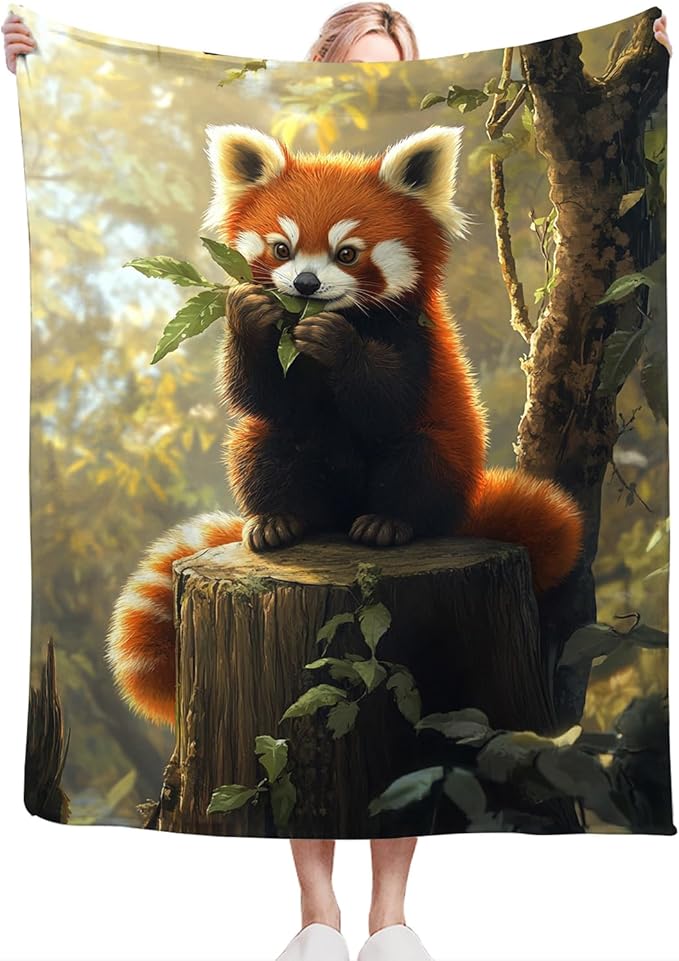 Red Panda Blanket, Pandas Gift Pictures Animal Throw Blankets, Fuzzy Plush Blanket Soft for Red Panda Lover Kids Teens Women Men Girls Boys Stuff for Bedding Sofas Couch 50"X40"