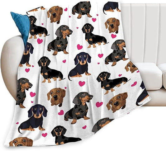 Dachshund Throw Blanket for Kids & Adults - Ultra Soft Cozy Fleece for Couch, Sofa & Bed - 40"x50"