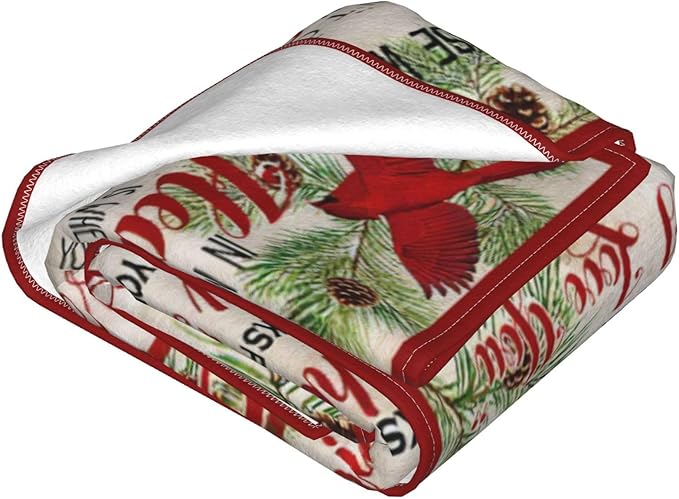 Cardinal Blanket Cardinals Throw Blanket Soft Fleece Flannel Bedding Red Bird for Women Girls Men Lovers Adults Stuff Plush for Couch Sofa Bed Room Decor 50"X60"