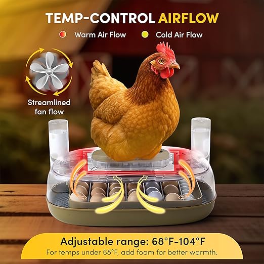 HIRALIY 24 Incubators for Hatching Egg Automatic Turner with Candler Smart Temperature and Humidity Control, 360° Viewing, Ideal for Chicken, Duck, Quail, Goose, Farm, Home, Classroom Hatching