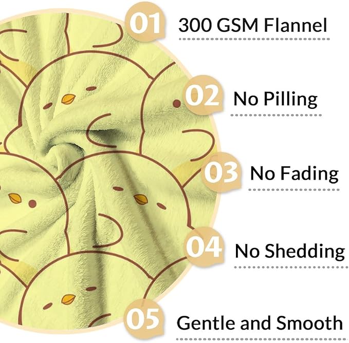 Duck Throw Blanket - Soft, Fuzzy & Warm - 50x60 Inches Throw Size Blanket for Bed, Couch - Yellow for Girls, Boys